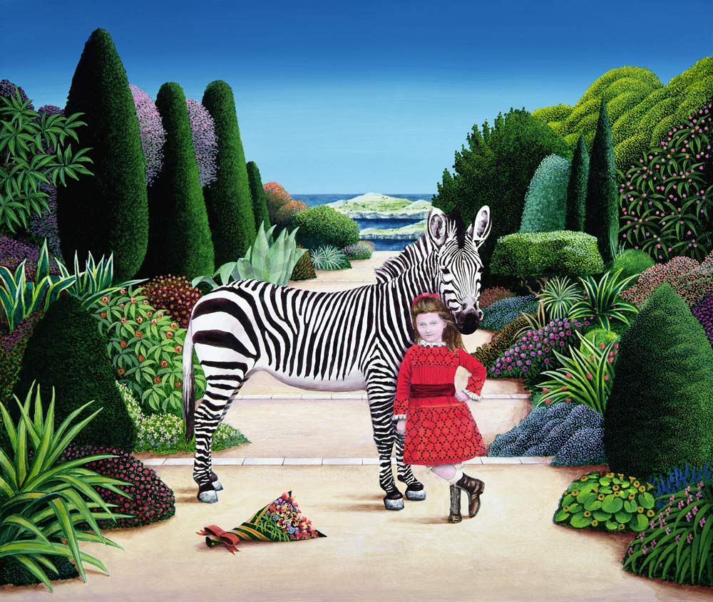 Girl with Zebra, 1984 (acrylic on board)  à Anthony  Southcombe
