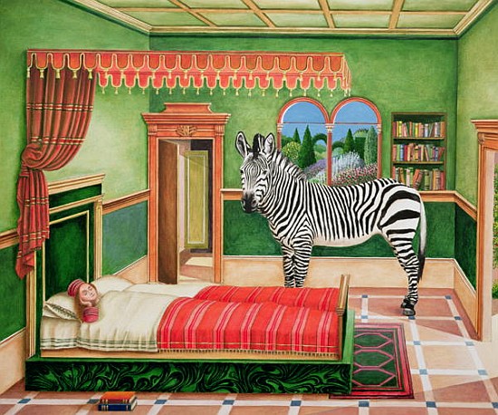 Zebra in a Bedroom, 1996 (acrylic on board)  à Anthony  Southcombe