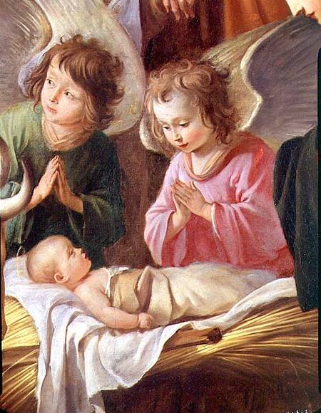 Adoration of the Shepherds, detail of the Angels and Child à Antoine & Louis  & Mathieu Le Nain