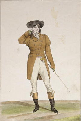 A Dandy dressed in a boat-shaped hat, a dun-coloured jacket and buckskin breeches, plate 1 from the à Antoine Charles Horace Vernet