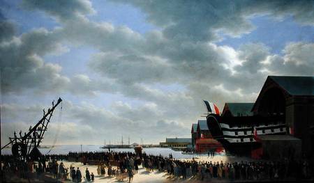 The Launch of 'Le Friedland' at Cherbourg, 4th April 1840 à Antoine Chazal