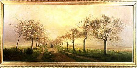Apple Trees and Broom in Flower à Antoine Chintreuil