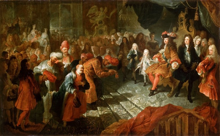 Louis XIV receiving the Persian Ambassador in the Galerie des Glaces at Versailles, 19th February 17 à Antoine Coypel