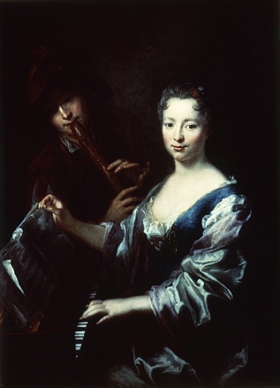 Lady playing a spinet and a flautist à Antoine Pesne