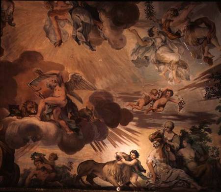 The Triumph of Peace Over War, detail of the heavens, from the ceiling of the main hall à Anton Agelo Bonifazi