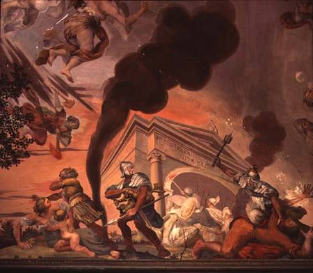 The Triumph of Peace Over War, detail of soldiers looting a temple, from the ceiling of the main hal à Anton Agelo Bonifazi
