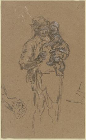 Bauersmann mit Pfeife und Kind im Arm