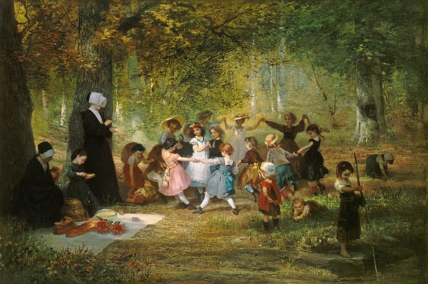 Enfants jouant dans la forêt à Anton Dieffenbach
