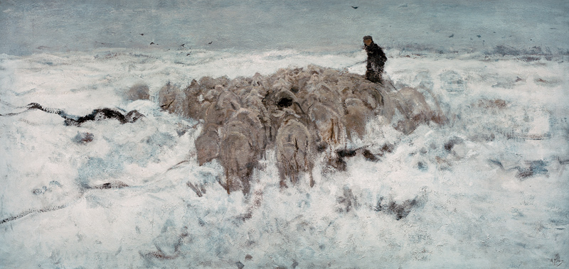 Flock of Sheep in the Snow à Anton Mauve