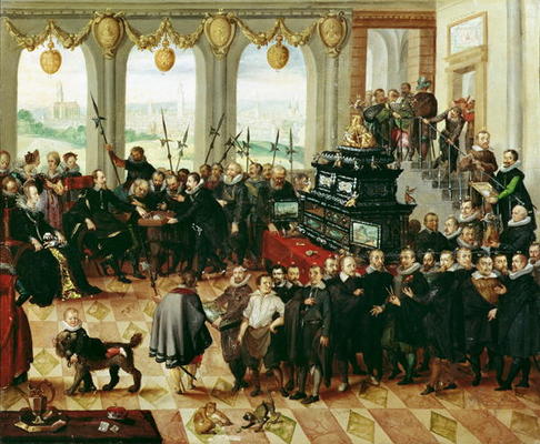 Presentation of the Pomeranian Kunstschrank to Duke Philip II of Pomerania-Stettin (1606-18) in 1617 à Anton Mozart
