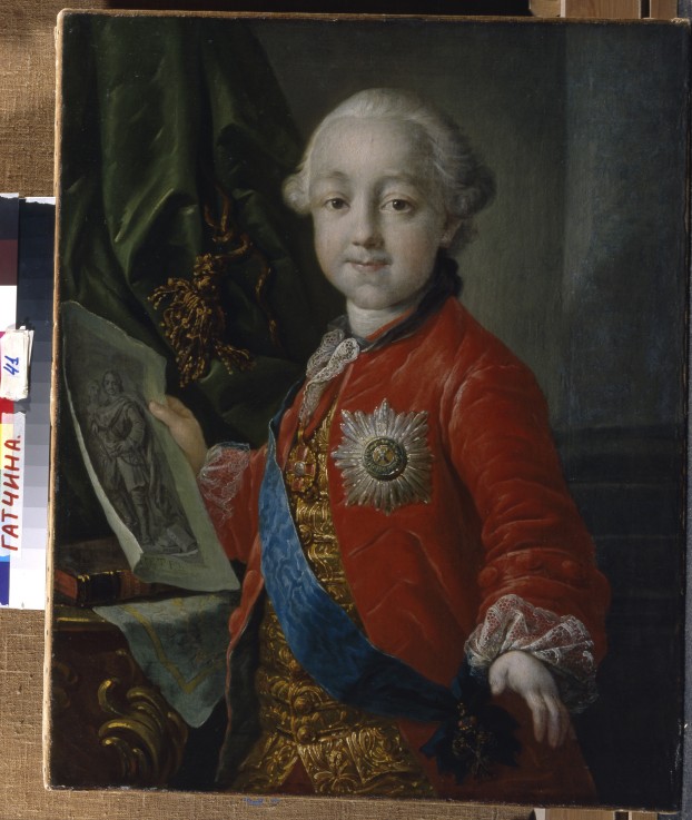 Portrait of Grand Duke Pavel Petrovich (1754-1801) as child à Anton Pawlowitsch Lossenko