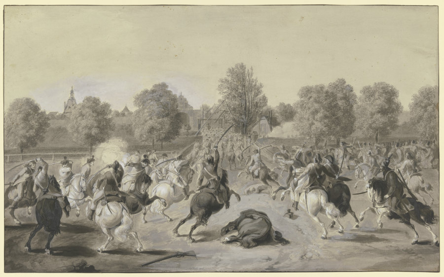 Attacke der französischen Cavallerie auf die Stadt Frankfurt am Main im April 1797 à Anton Radl