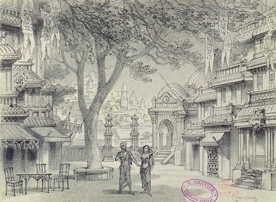 Set Design for Act II of the opera ''Lakme'', Leo Delibes (1836-91) à Antonin Marie Chatiniere