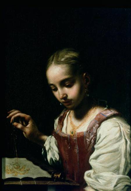 A Girl Sewing à Antonio Amorosi