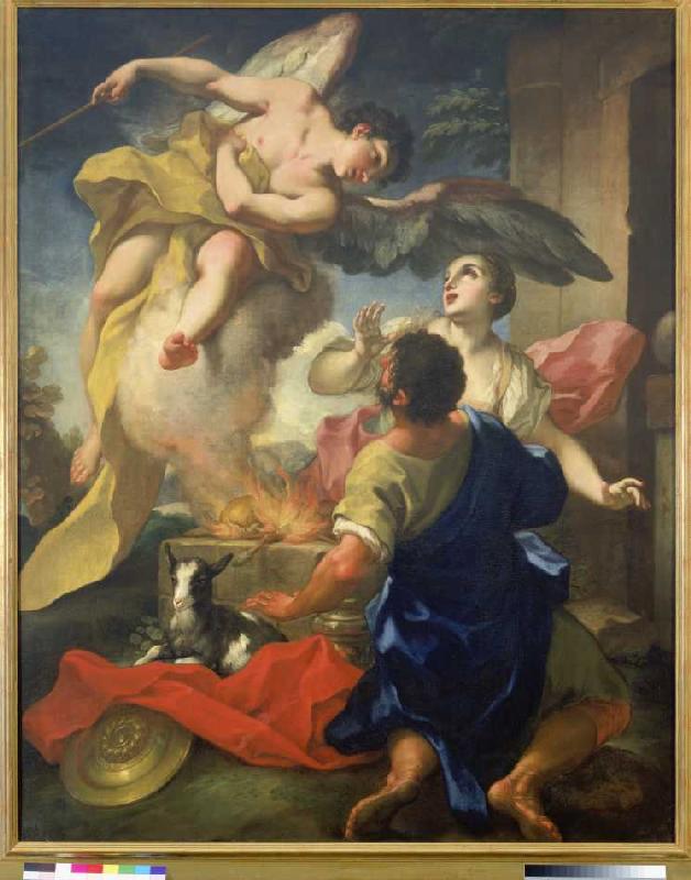 Ein Engel verheißt der Frau des Manoah einen Sohn. à Antonio Balestra