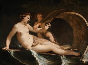 Venus et Amor, sur la mer en marche