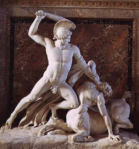 Theseus slaying a centaur, sculpture à Antonio  Canova