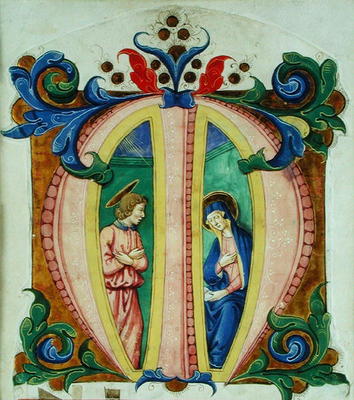 Historiated initial 'M' depicting the Annunciation (vellum) à Antonio di Niccolo di Lorenzo
