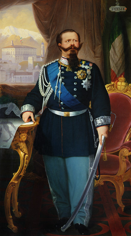 Portrait of Victor Emmanuel II (1820-78) - Antonio Dugoni en reproduction imprimée ou copie peinte à l'huile sur toile