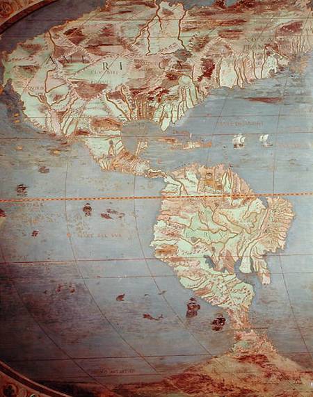 Map of North and South America, from the 'Sala Del Mappamondo' (Hall of the World Maps' à Antonio Giovanni de Varese