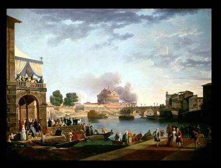The Election of the Pope with the Castel St. Angelo, Rome in the background à Antonio Joli