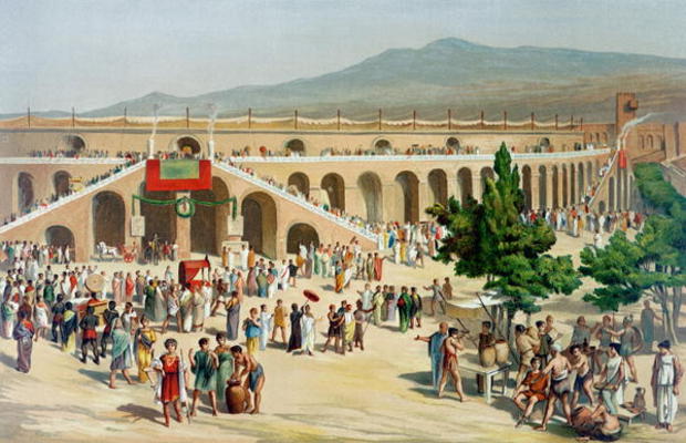 A Market in Pompeii (colour litho) à Antonio Niccolini