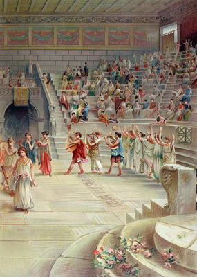 A Music Festival in Pompeii (colour litho) à Antonio Niccolini