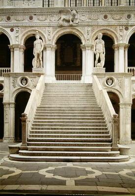 View of the Scala dei Giganti, designed by Antonio Rizzo with statues of Mars and Neptune by Jacopo