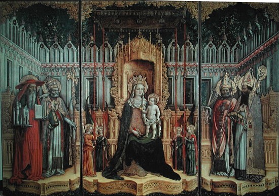The Virgin Enthroned with Saints Jerome, Gregory, Ambrose and Augustine à Antonio Vivarini