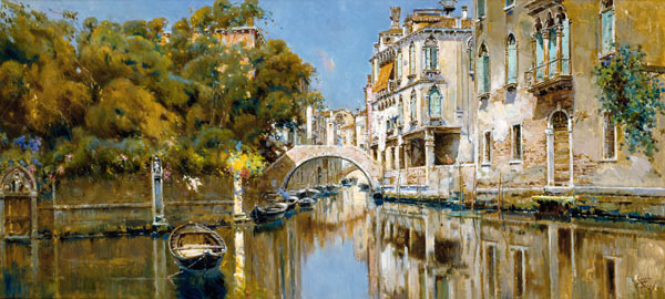 A Sunlit Canal, Venice à Antonio María De Reyna Manescau