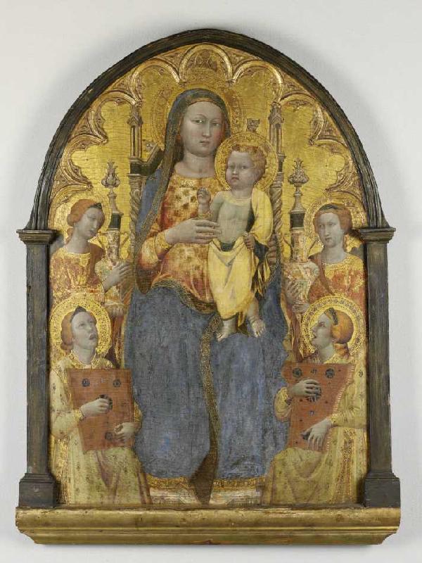 Thronende Madonna mit musizierenden Engeln. à Antonio Veneziano