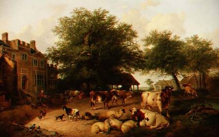 Farmyard scene à Antonius Josephus Madlener