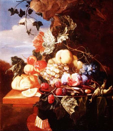 Still life with fruit and flowers à Arie de Vois