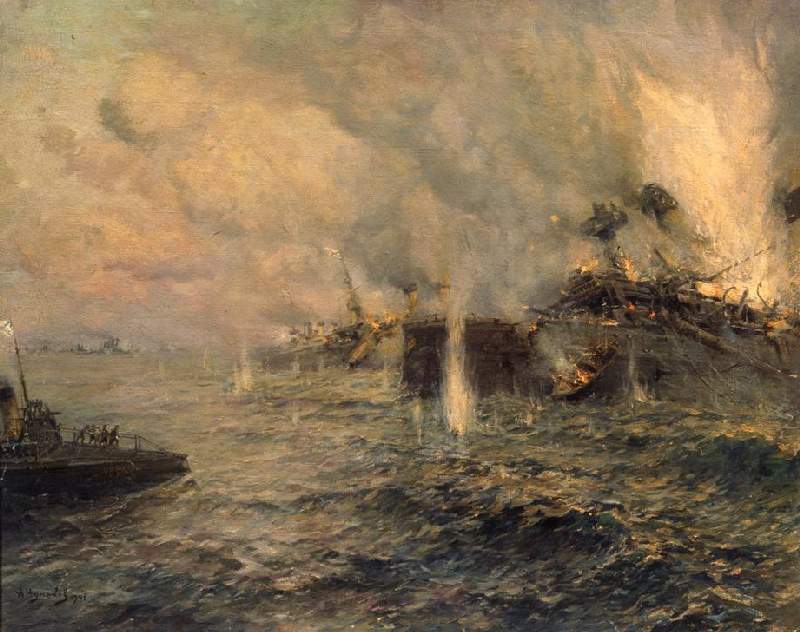 Die Seeschlacht bei Tsushima am 27. Mai 1905 à Arkadi Afanassjewitsch Tschumakow
