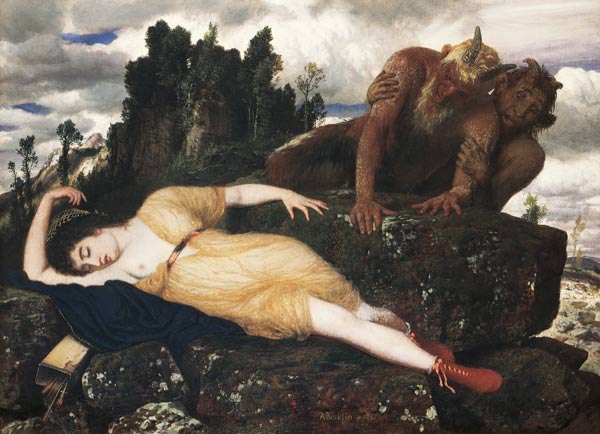 Sleeping Diana Watched by Two Fauns à Arnold Böcklin