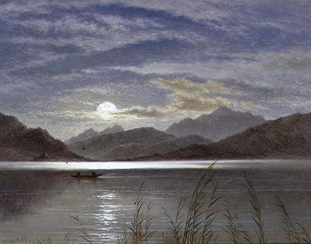 Lake Scene by Moonlight à Arthur Gilbert