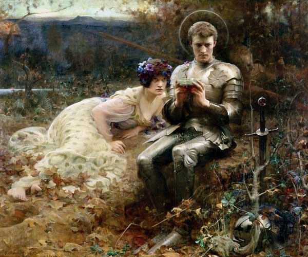The Temptation of Sir Percival, 1894 (oil on canvas) à Arthur Hacker