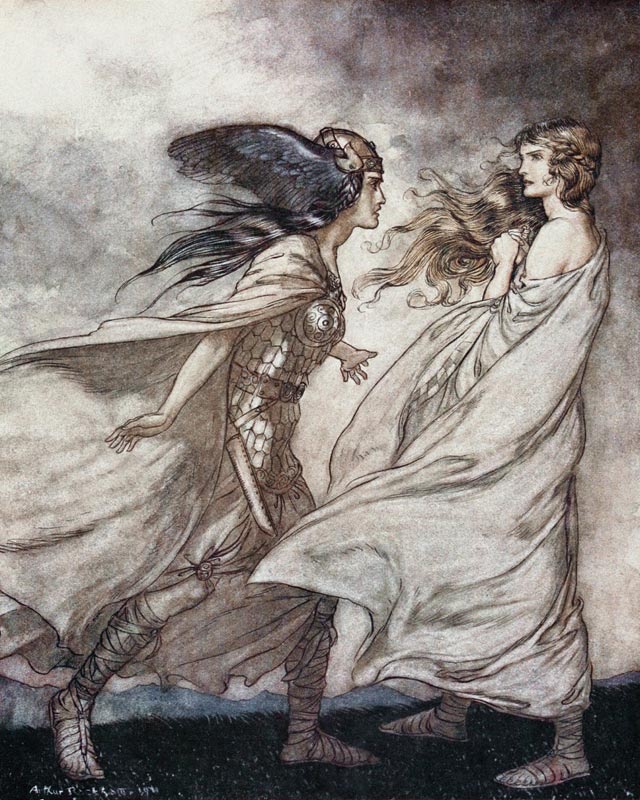 The ring upon thy hand. Illustration for "Siegfried and The Twilight of the Gods" by Richard Wagner à Arthur Rackham