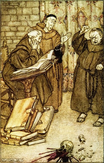 Illustration of ''The Jackdaw of Rheims'', from ''The Ingoldsby Legends, written Richard Harris Barh à Arthur Rackham