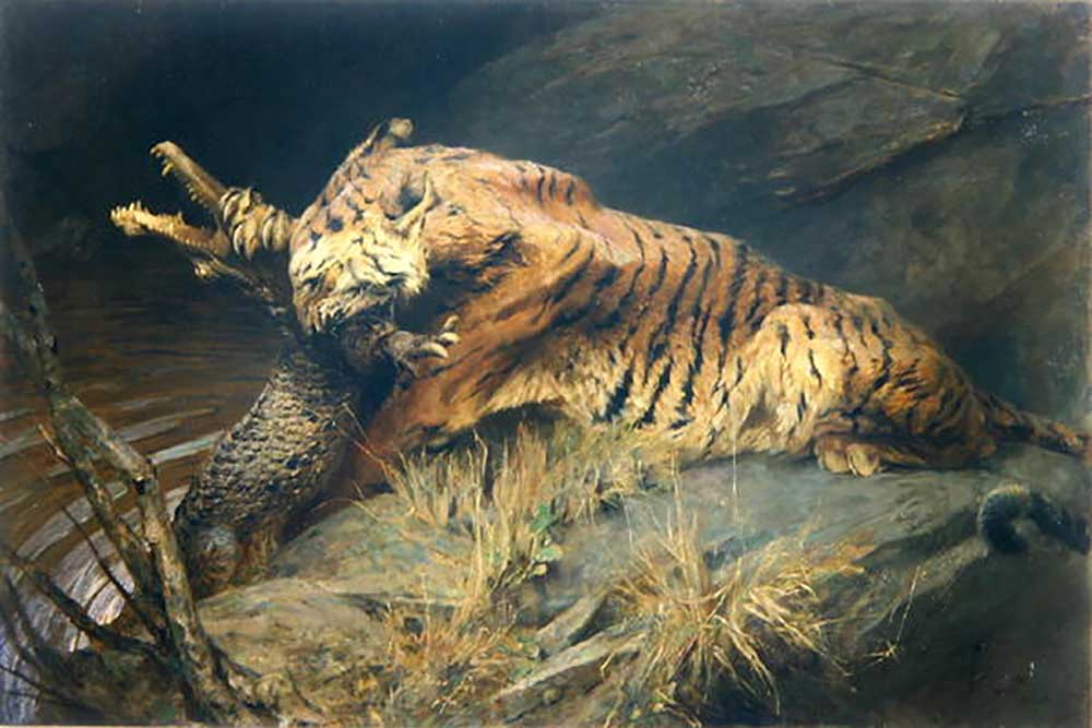 Tiger and Crocodile à Arthur Wardle