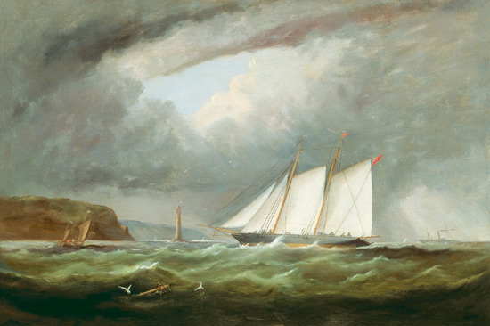 Schooner Yacht 'Esmeralda' in Alderney Roads off Cap le Hague à Arthur Wellington Fowles