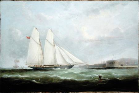 Schooner Yacht 'Esmeralda' Approaching Cherbourg à Arthur Wellington Fowles