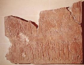 Fragment of a relief depicting a procession of war prisoners, from the Palace of Assurbanipal in Nin
