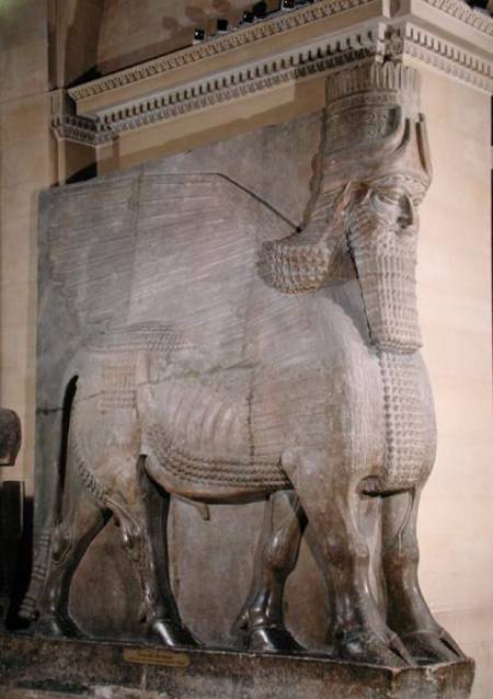 Winged bull from the facade of the Palace of King Sargon II at Khorsabad, Iraq à Assyrien