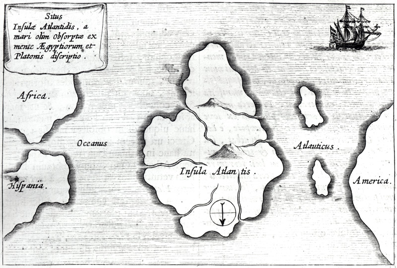 Map of Atlantis, from ''Mundus Subterraneus'', 1665-68 à Athanasius Kircher