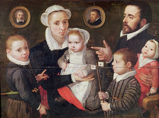 Portrait of a family: parents with their children and ancestors à (attribué à) Frans Menton d'Alkmaar