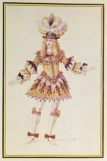 Costume design for male dancer, c.1660 à (attribué à) Henry Gissey