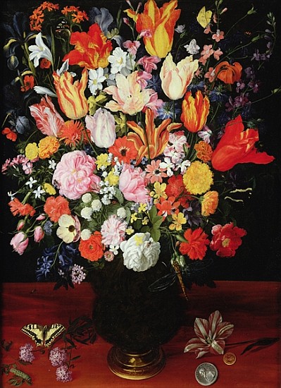 Still life of flowers, 1610s à (attribué à) Kasper or Gaspar van den Hoecke