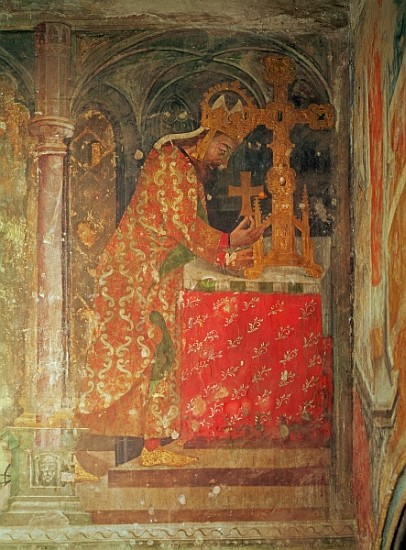 The Holy Roman Emperor Charles IV places the relic of the thorn from the crown of Christ in a reliqu à (attribué à) Nikolaus (or Mikulas) Wurmser