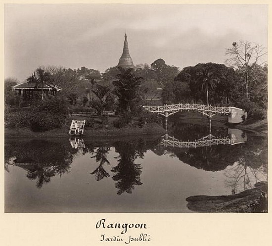 Island pavilion in the Cantanement Garden, Rangoon, Burma, late 19th century à (attribué à) Philip Adolphe Klier